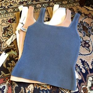 Worn Once Long Sculpt Knit Babaton Tank Smoke Blue